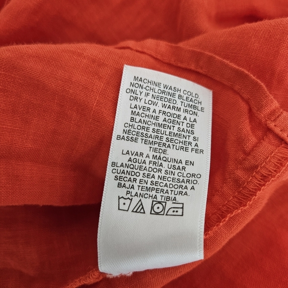 Velvet by Graham & Spencer Evonne Linen Mini Dress Size Large Orange Pockets - Picture 11 of 11